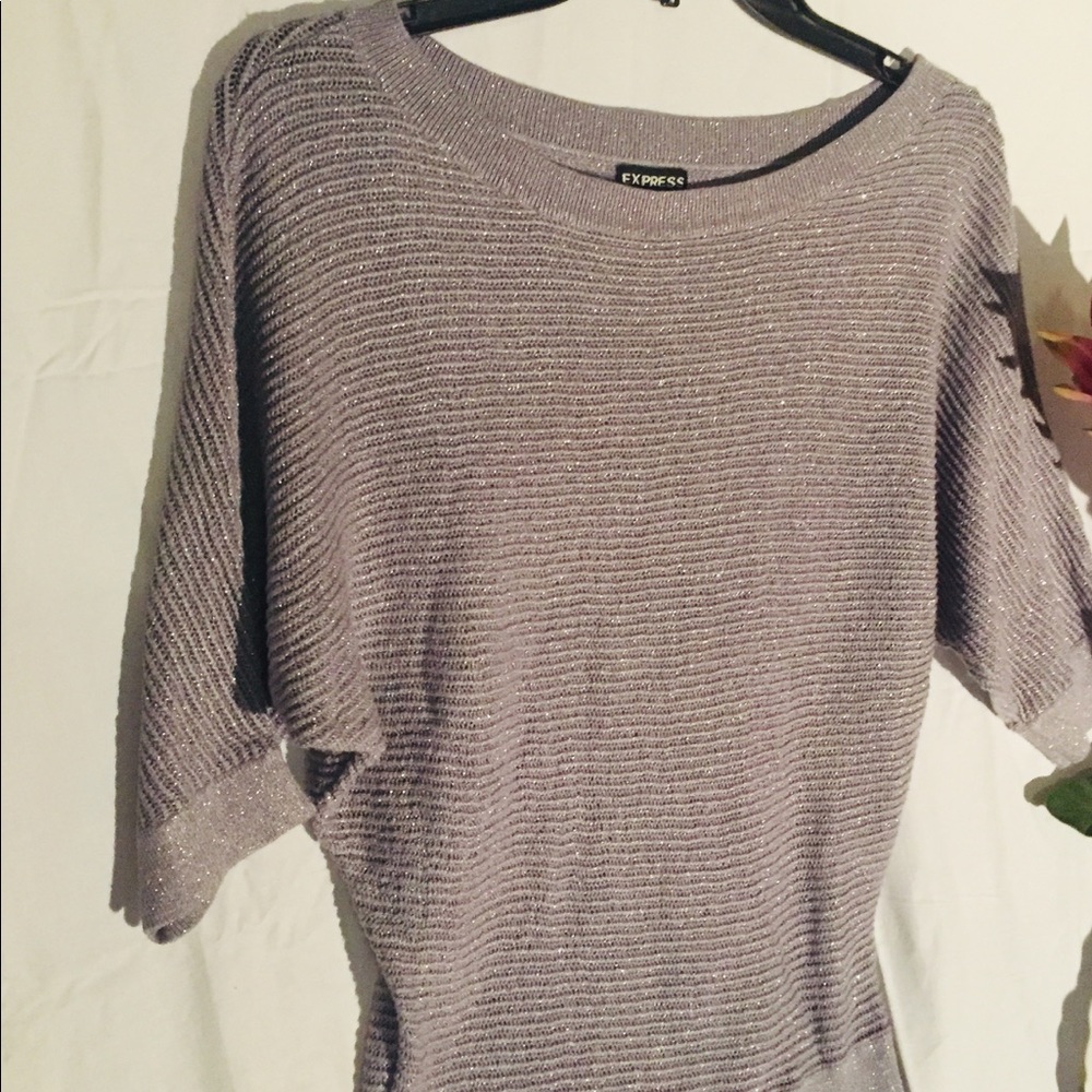 Express Gray Knitted Half Sleeve Blouse